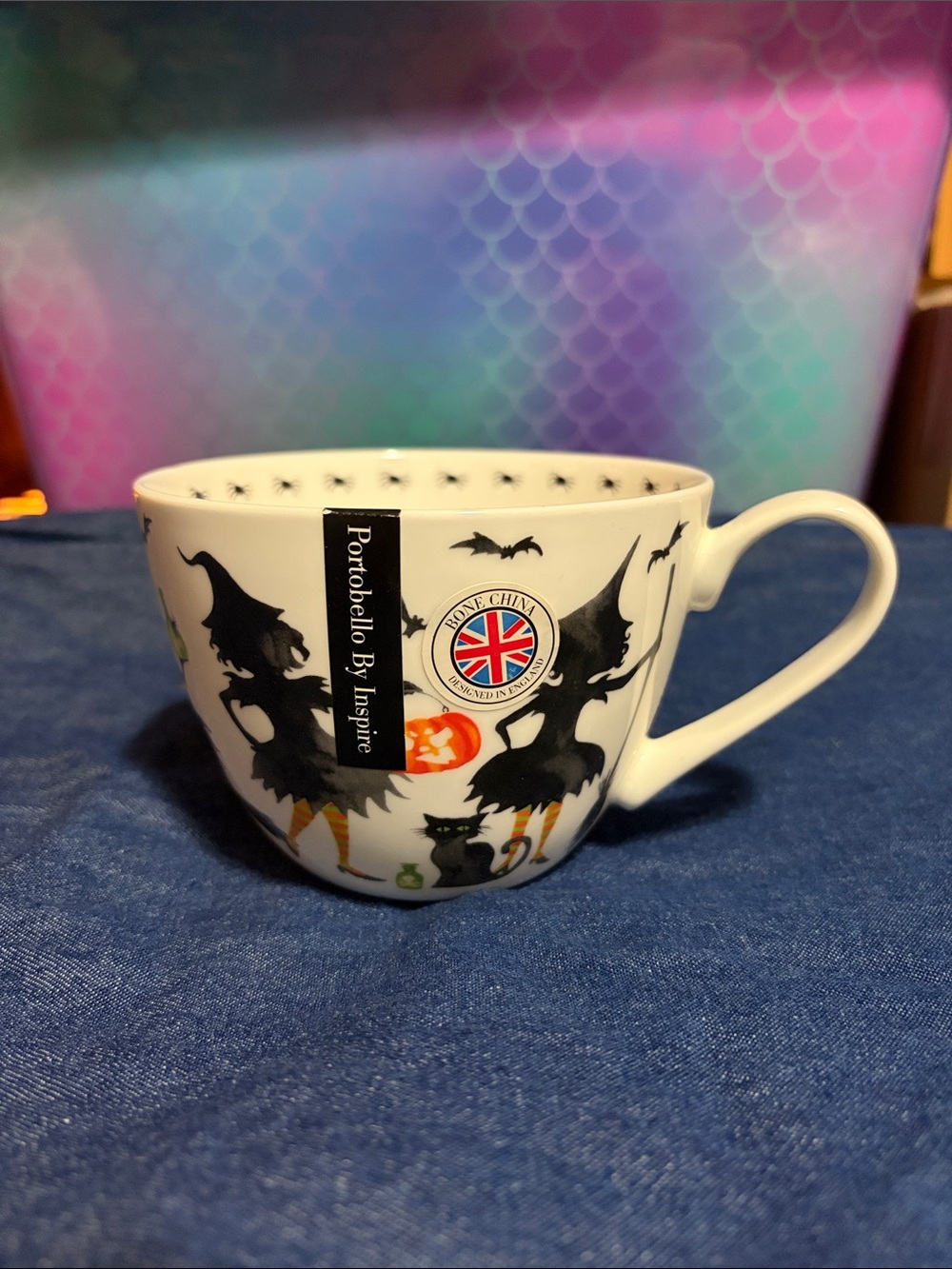 Portobello By Inspire-Halloween Witch & Cat Bone China Teacup - White